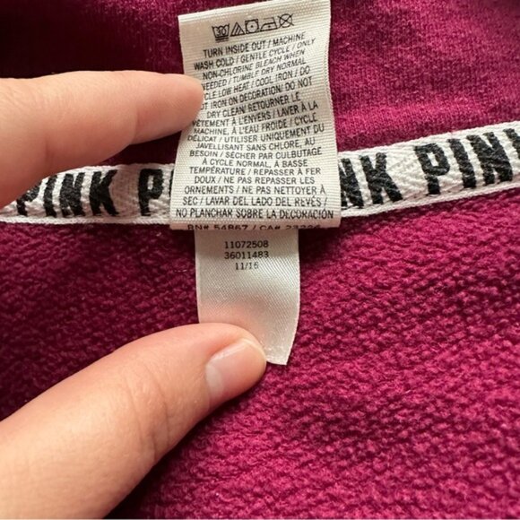 Victoria's Secret PINK | Berry Quarter Zip Crew Neck Pullover | Size Small - Picture 10 of 12